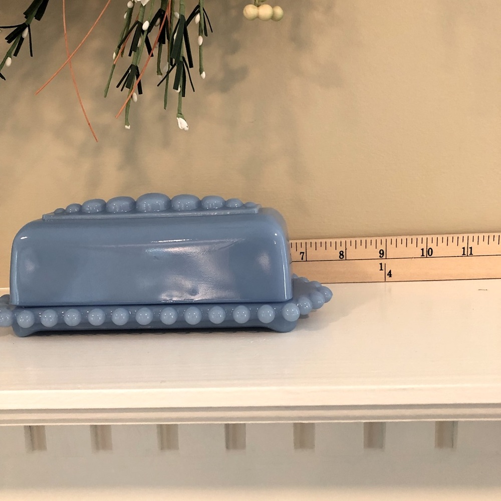 Vintage Blue Butter Dish Candlewick Milkglass - Picture 6 of 8